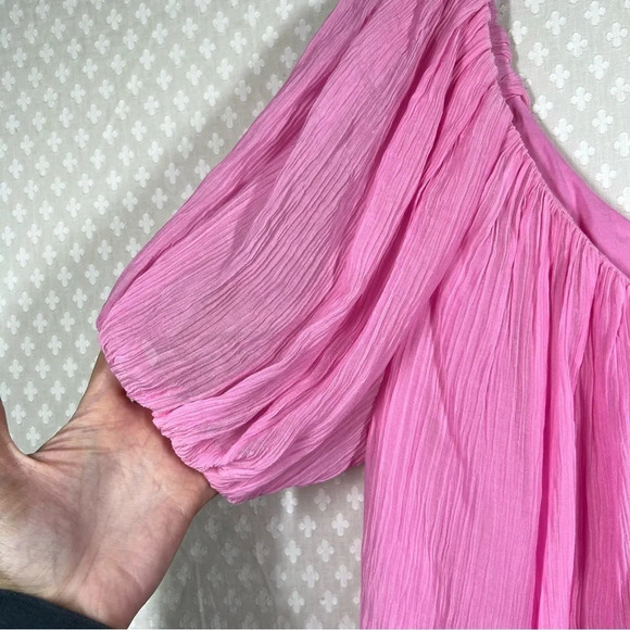 Rebecca Taylor Pink Silk Puff‎ Sleeve Top - Picture 3 of 6